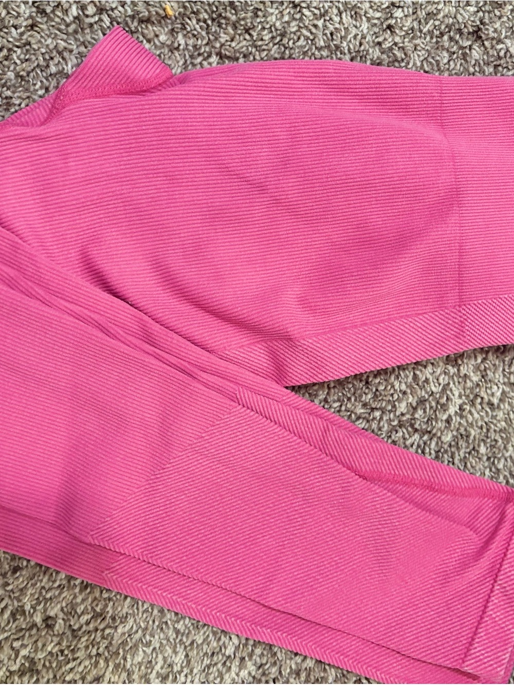 Womens Pink Ribbed Leggings (small)